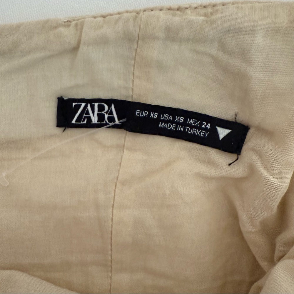 Zara Strapless Off-White Dress / Cream linen mini dress - Picture 5 of 9
